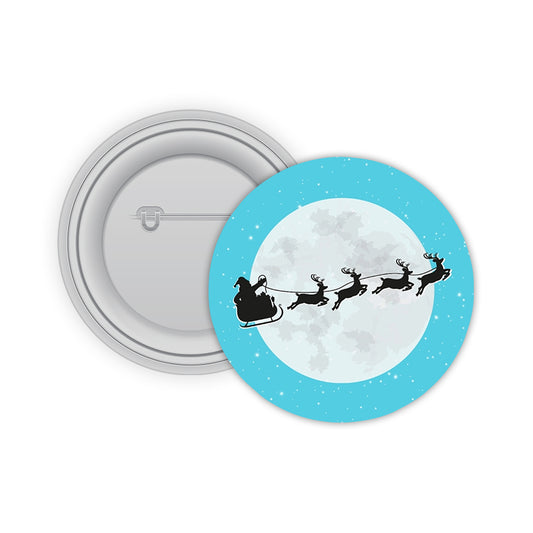 Santa and the moon Pin-back Button Badge