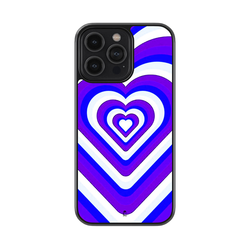 Blue Purple Hearts Glass Case