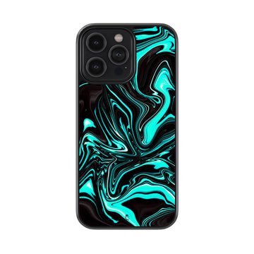 Neon Blue Fluid Liquid Design Glass Case