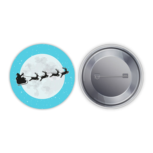 Santa and the moon Pin-back Button Badge