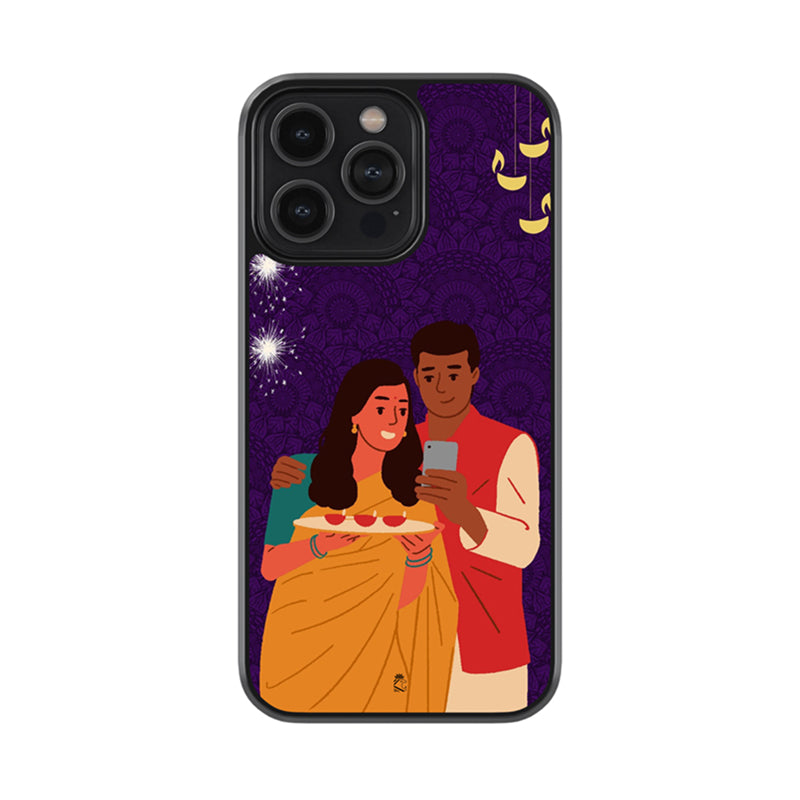 Diwali Couple Glass Case