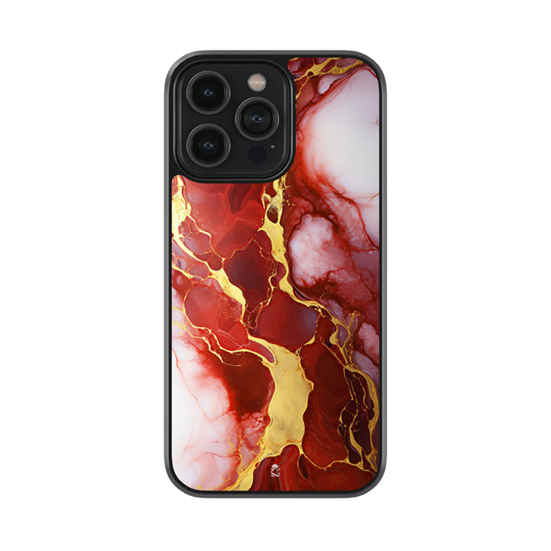 Pain Forest Gold Red Marble Glass Case