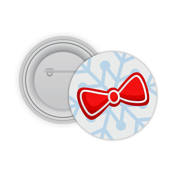 Christmas Bow Pin-back Button Badge