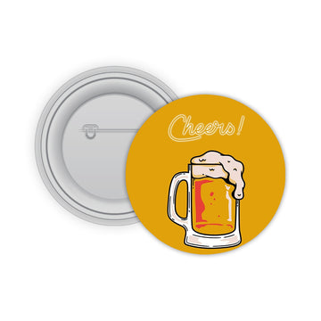 Cheers with Beer Pin-back Button Badge