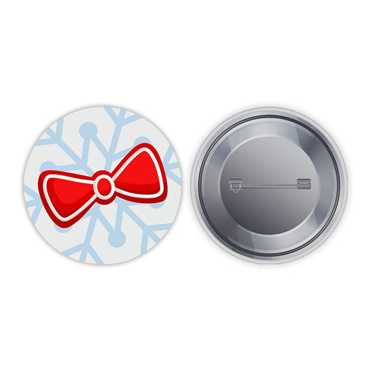 Christmas Bow Pin-back Button Badge