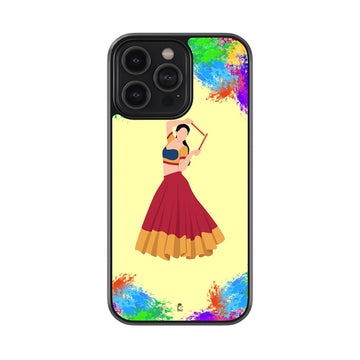 Girl Dance Holi Celebration Glass Case