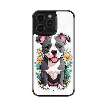 Cute Grey Pitbull Glass Case