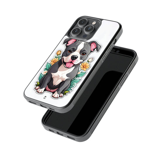 Cute Grey Pitbull Glass Case