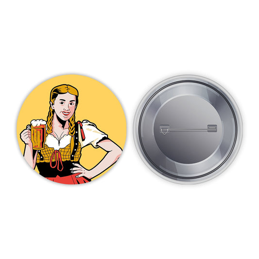 Beer Lady Pin-back Button Badge