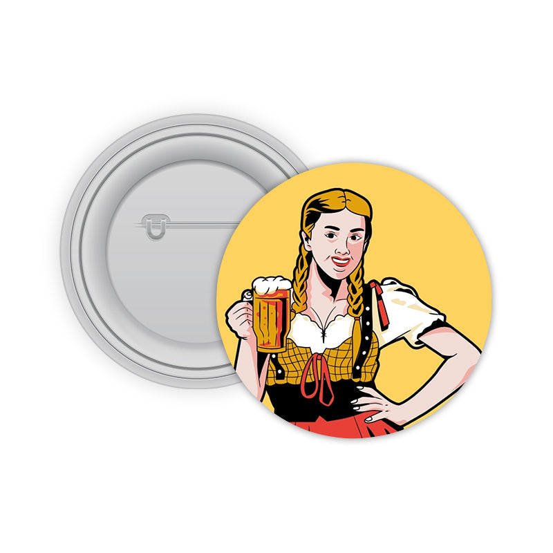 Beer Lady Pin-back Button Badge