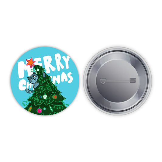 Cat Christmas Pin-back Button Badge