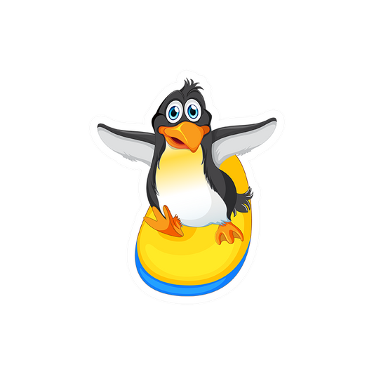 Surfing Penguin Laptop Sticker