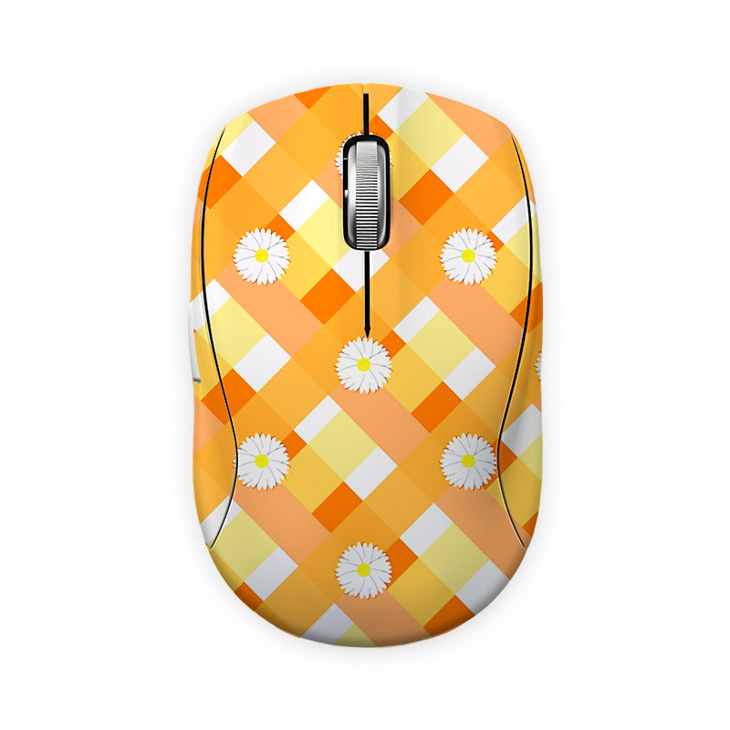 Orange Floral Stripes Mouse Skin