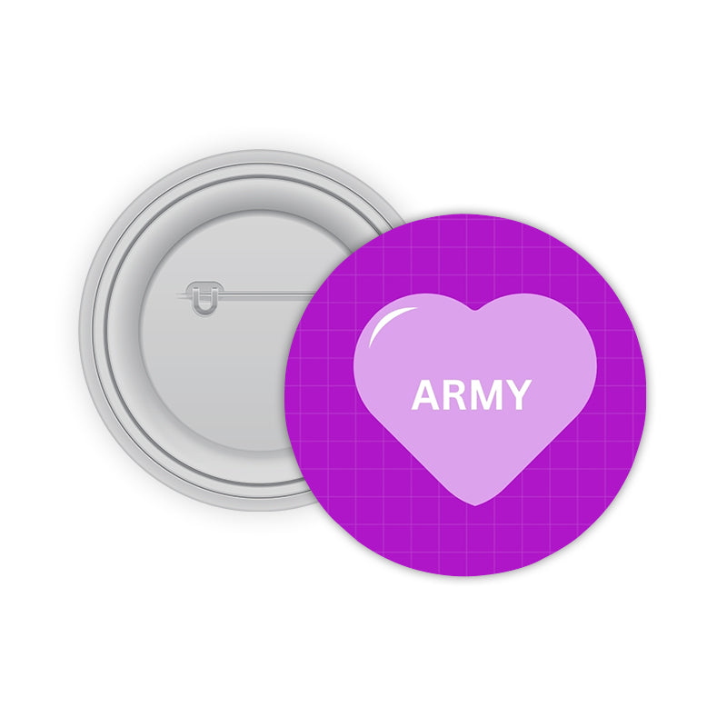 Army Heart Pin-back Button Badge