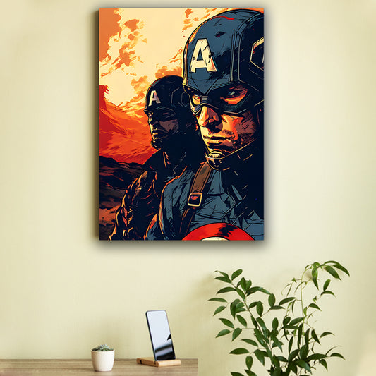 Captian America in Battlefield Poster