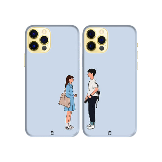 College Pair Slim Hard Couple Phone Case