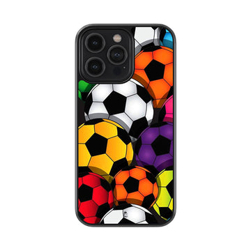 Colourful Footballs Glass Case