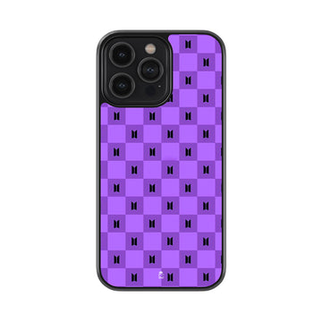 Checker Board BTS Logo Pattern Glass Case