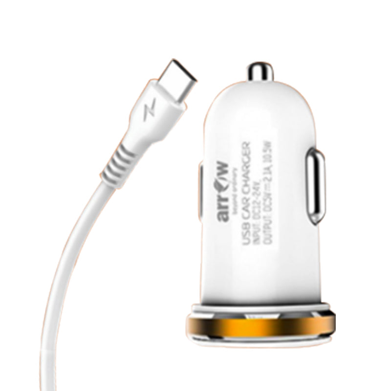 Arrow Dual USB 2.1A Speed  Car Charger Type C