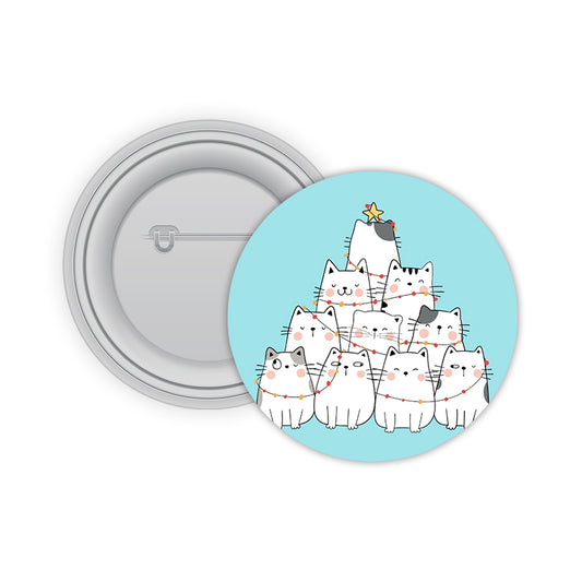 Cat Christmas Tree Pin-back Button Badge