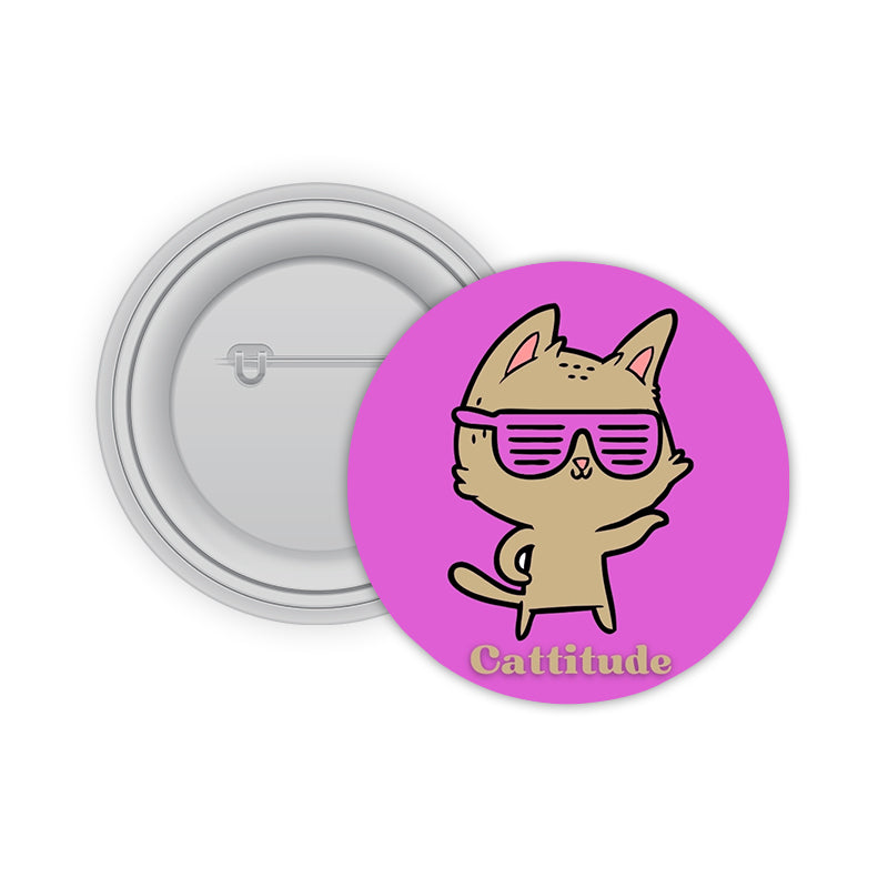 Cattitude Pin-back Button Badge