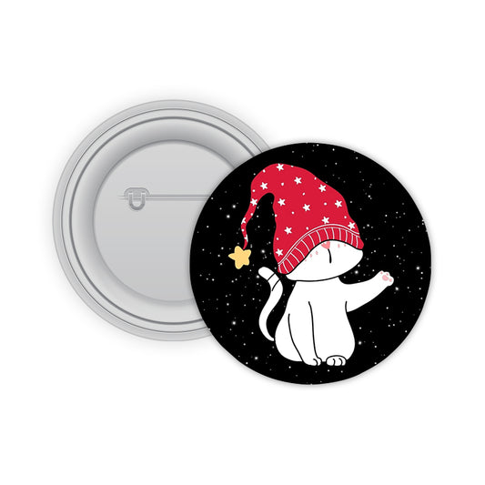 Space Cat Christmas Pin-back Button Badge