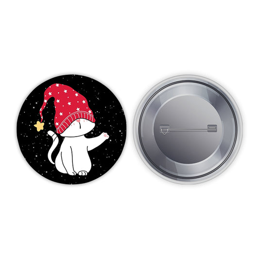 Space Cat Christmas Pin-back Button Badge