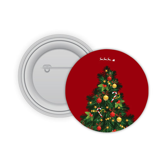 Christmas Tree Pin-back Button Badge