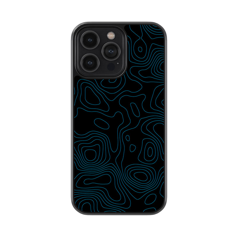 Black Blue Topography Glass Case