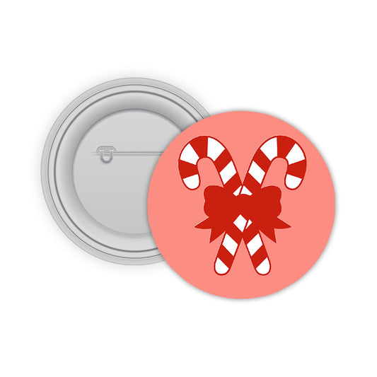 Candy Cane Pin-back Button Badge