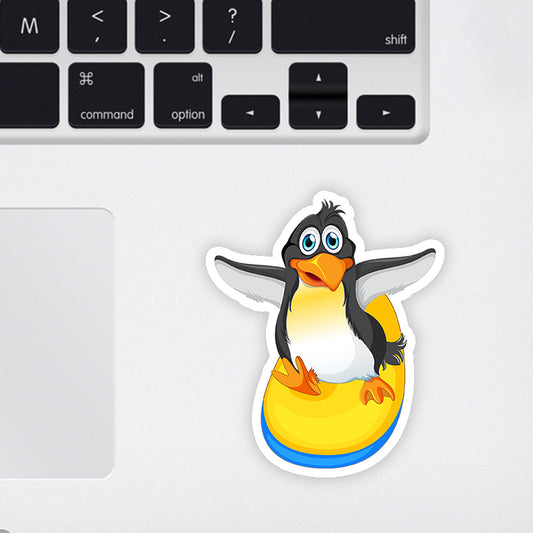 Surfing Penguin Laptop Sticker