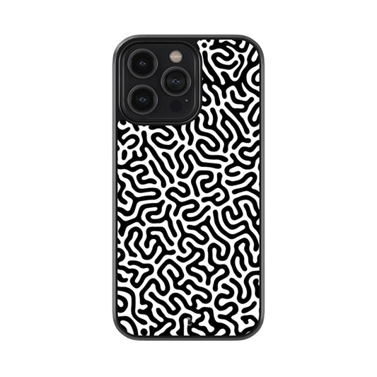 Black and White Maze Doodle Glass Case