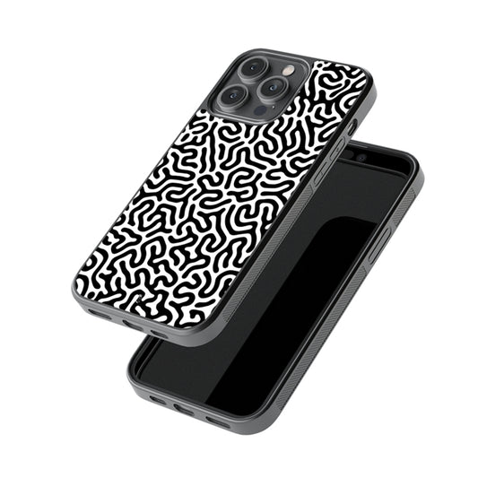 Black and White Maze Doodle Glass Case