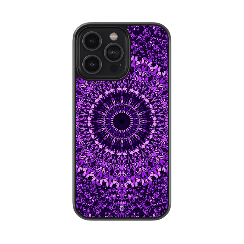 Purple Black Rangoli Glass Case