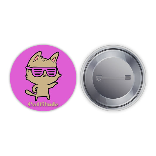 Cattitude Pin-back Button Badge