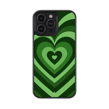 Forest Green Hearts Glass Case