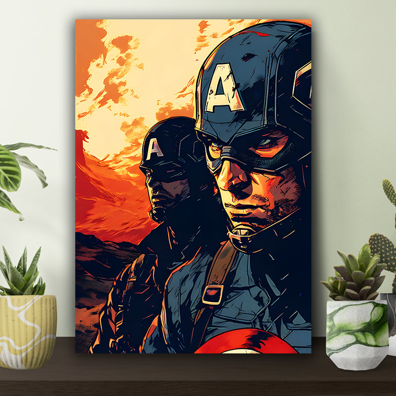 Captian America in Battlefield Poster