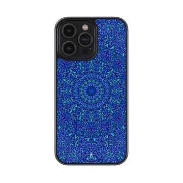 Royal Blue Rangoli Glass Case