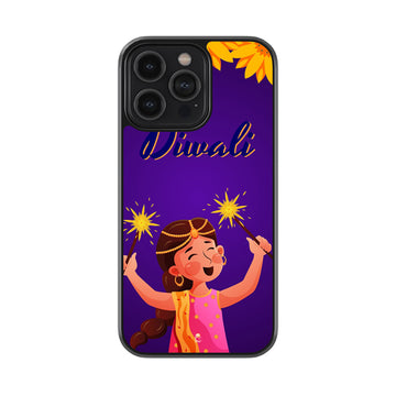 Diwali Celebrating Girl Glass Case