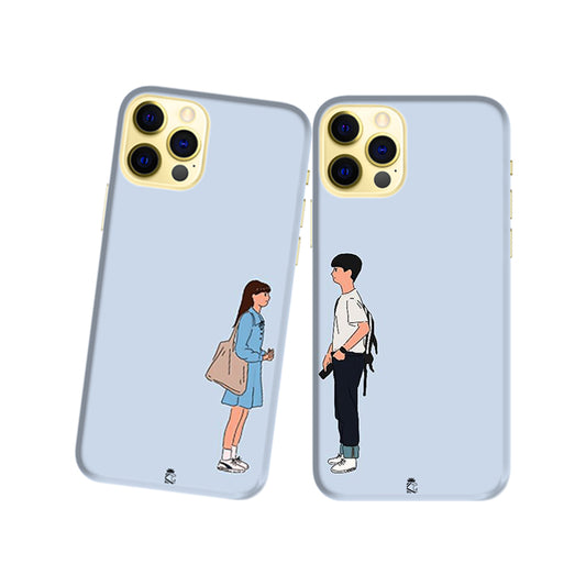 College Pair Slim Hard Couple Phone Case