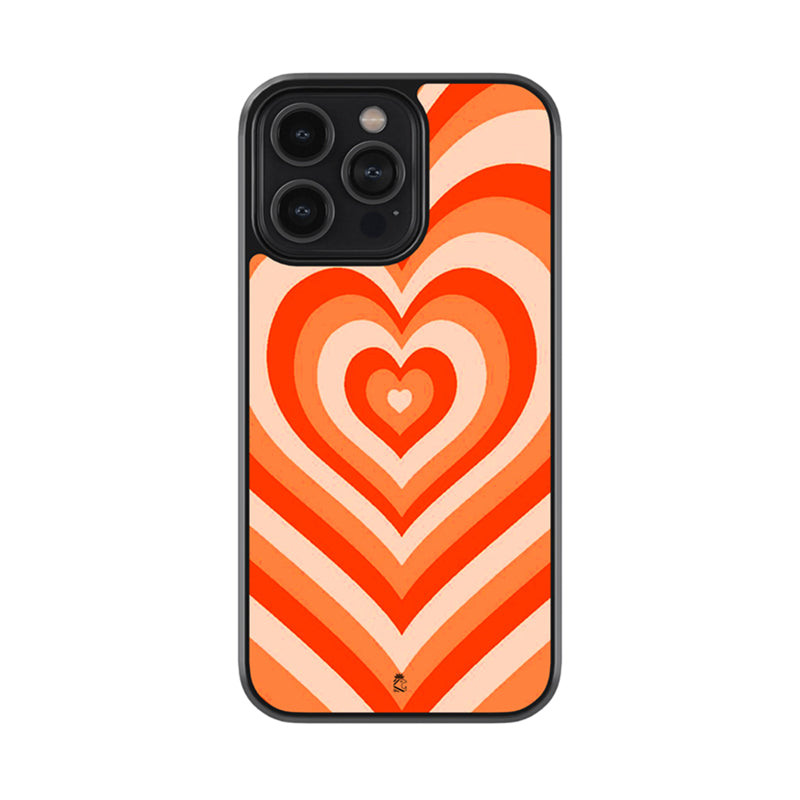 Orange Hearts Glass Case