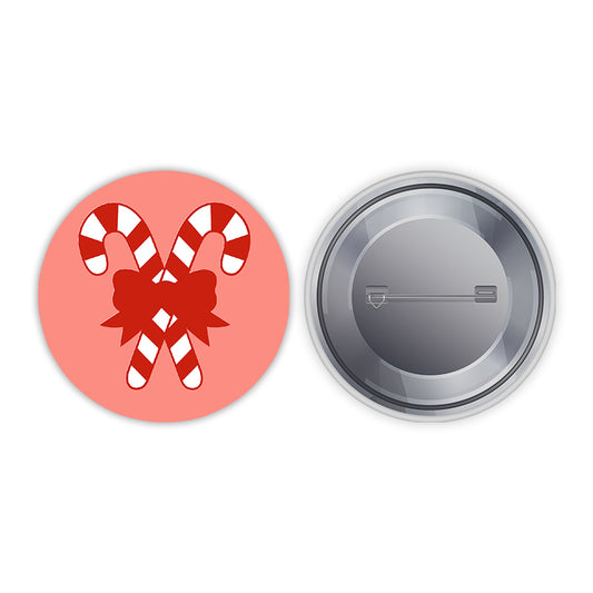 Candy Cane Pin-back Button Badge