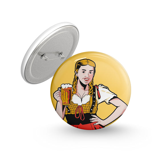 Beer Lady Pin-back Button Badge