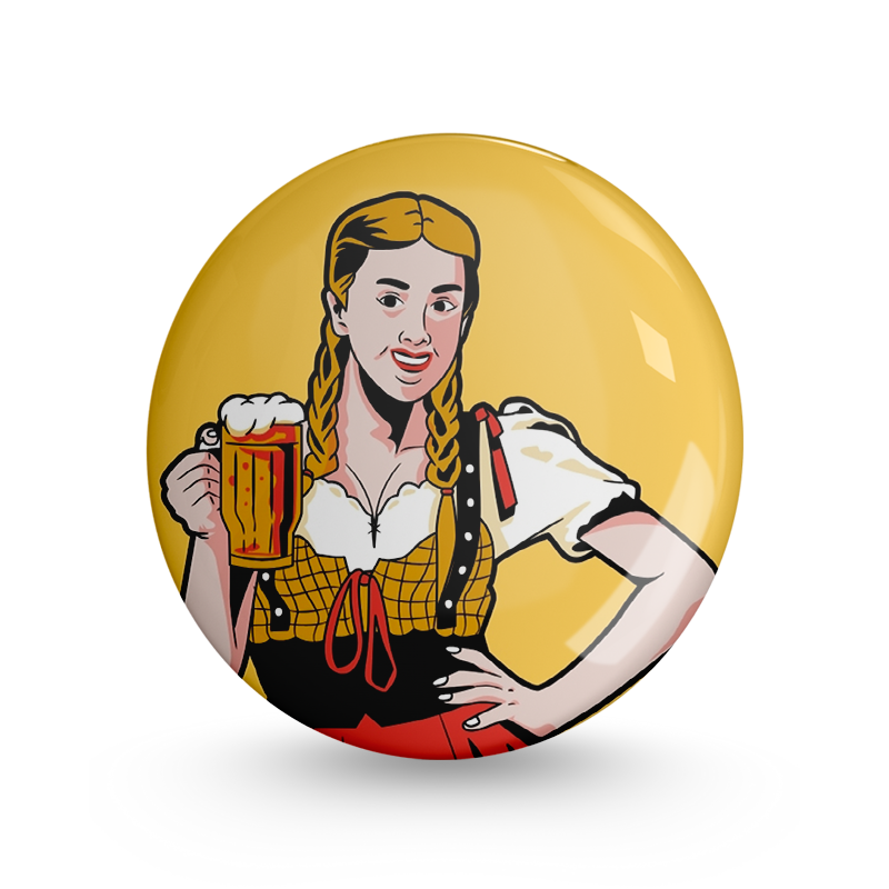 Beer Lady Pin-back Button Badge