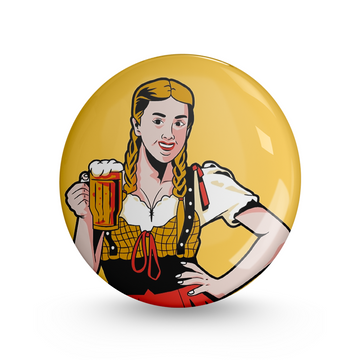 Beer Lady Pin-back Button Badge