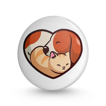 Dog and Cat Love Pin-back Button Badge