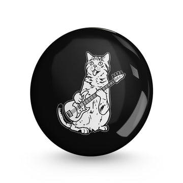 Guitarist Cat Pin-back Button Badge