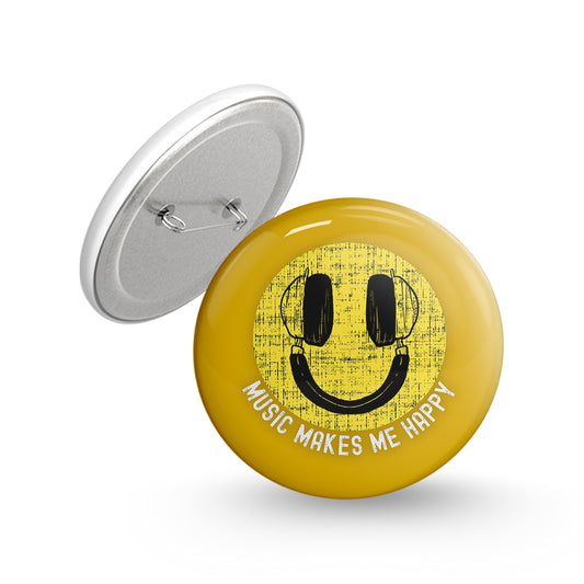 Music Makes Me Happy Pin-back Button Badge