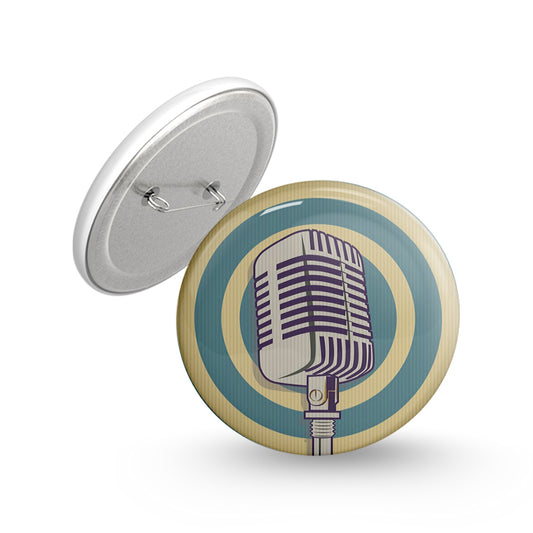 Stage Mic Pin-back Button Badge