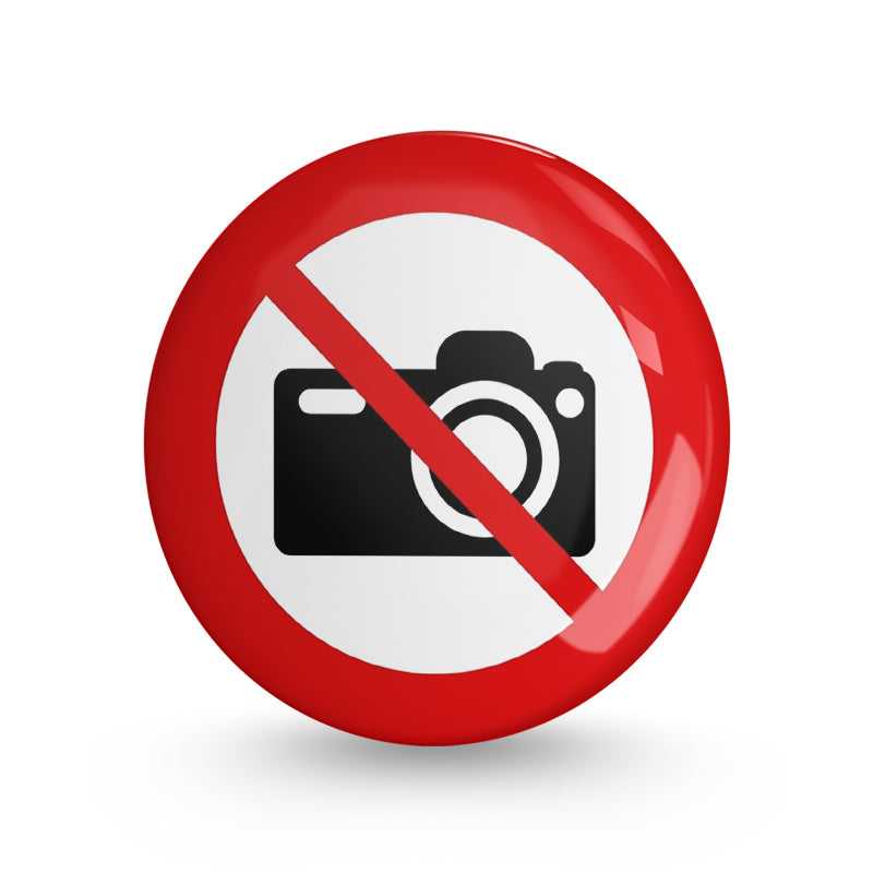 No Photographs Please Pin-back Button Badge